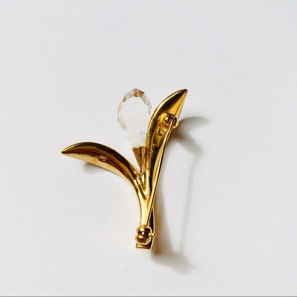 NWOT Swarovski Rose & Lily golden tone crystal brooch (2 pcs) - Picture 7 of 9